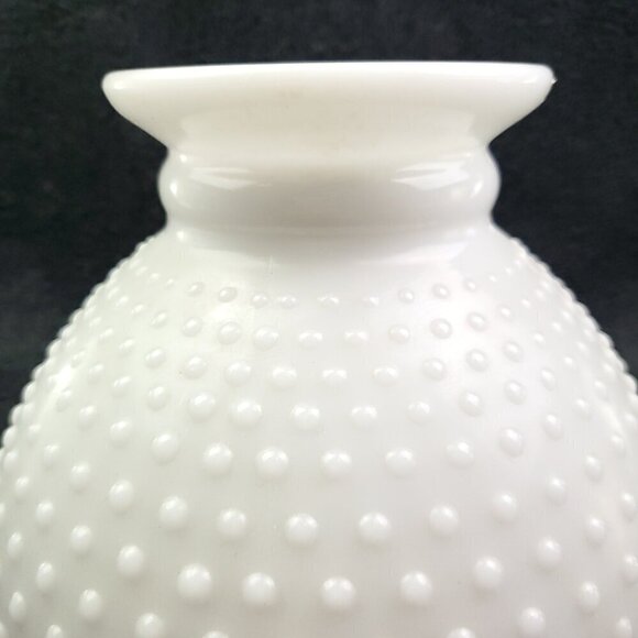 Milk Glass Hobnail Hurricane Lamp Shade 8" Fitter Vintage Estate - Picture 10 of 12